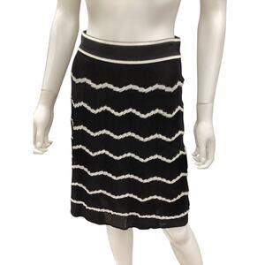 M Missoni Womens Skirt Size S Fine Knit Lined Black And White With Gold Shimmer